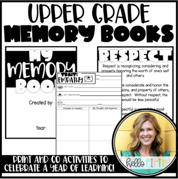 Preview of Upper Grade Memory Book with Monthly Character Traits