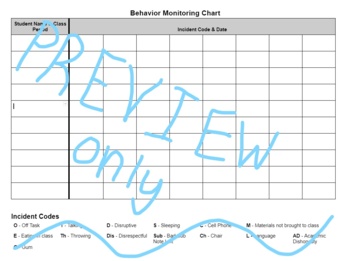 Preview of Upper Grades Behavior Monitoring Chart