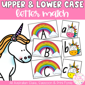 Preview of Upper & Lower Case Letter Match - Rainbow Unicorns