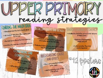 Preview of Upper Primary Reading Strategies Posters - CARS & STARS - Boho Version