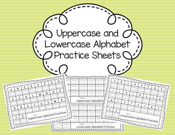 Preview of Upper and Lower Case Alphabet Handwriting Practice Sheets with and without Model