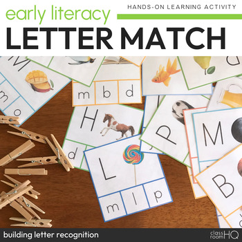 Upper and Lower Case Letter Match Activity Cards by classroomHQ | TPT