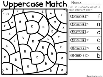 Upper and Lower Case Letter Match Color by Code | TPT