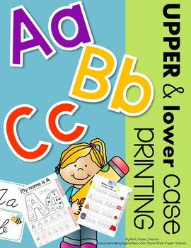 Preview of Upper Lowercase Printing Practice Worksheets Distance Learning