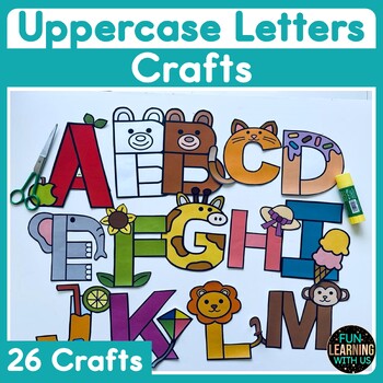 Preview of Uppercase A to Z Alphabet Cut & Paste Fine Motor Skill Crafts