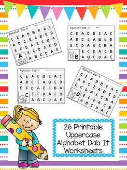 uppercase alphabet dab it worksheets preschool kdg phonics and literacy