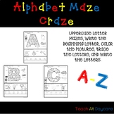Uppercase Alphabet Maze Craze Worksheets. Preschool-Kinder