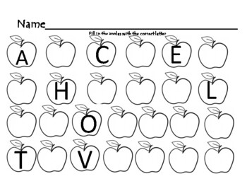 Uppercase Apple Fill in by Easy Breezy OT | Teachers Pay Teachers