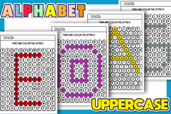 Preview of Uppercase Color by Letter Worksheets A-Z | Alphabet Recognition | Color by Code