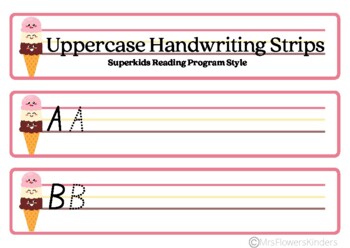 Preview of Uppercase Handwriting Strips Superkids Ice Cream
