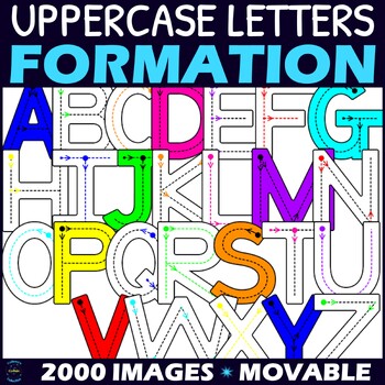 Preview of Uppercase Letter Formation Font Clipart - Alphabet Handwriting - Spanish Accents