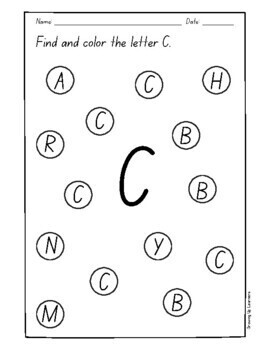 Uppercase Letter Identification Activity: Find and Color by MrsBsShop