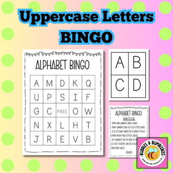 Uppercase Letters BINGO-30 Unique Boards, 1 Blank Board, & Letter Cards