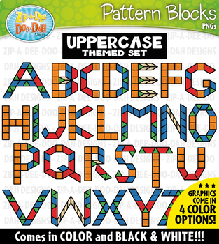 Preview of Uppercase Letters Puzzle Pattern Blocks Clipart {Zip-A-Dee-Doo-Dah Designs}