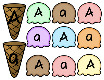 Uppercase & Lowercase Aa - Zz Ice Cream Sort Stackers by PreK Learning ...