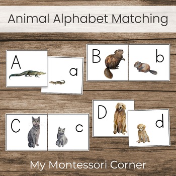 Uppercase Lowercase Alphabet Matching, Mother and Baby Animal Puzzle Cards