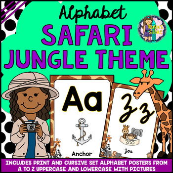 Preview of Uppercase & Lowercase Alphabet Posters Safari Jungle Theme BACK TO SCHOOL