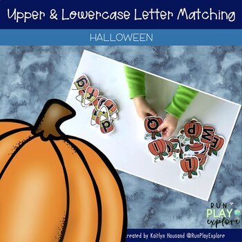 Preview of Uppercase - Lowercase Letter Matching Fall Themed Pumpkin and Candy Corn