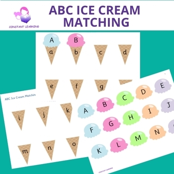 Preview of Uppercase and Lowercase ABC Ice Cream Matching Game