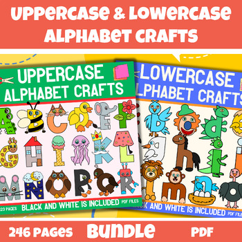 Preview of Uppercase and Lowercase Alphabet Letter Crafts - BUNDLE