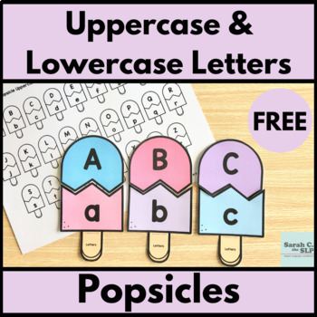 Preview of Uppercase and Lowercase Letter Alphabet Popsicle Puzzle Match Up FREEBIE