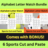 Uppercase and Lowercase Letter Match, Set of 6 Sports Work