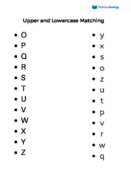 Uppercase and Lowercase Letter Matching by FirstStepReading | TPT