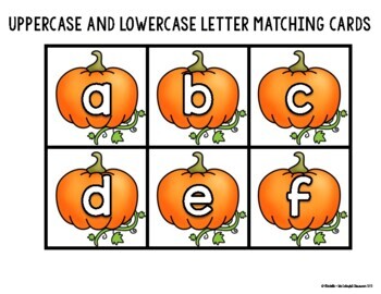 Uppercase and Lowercase Letter Matching - Alphabet Cards - October Pumpkins