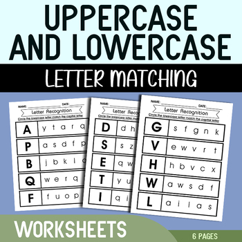 Letter Matching Uppercase and Lowercase Worksheets