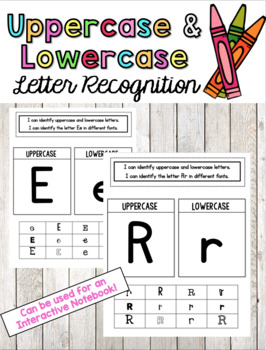 Preview of Uppercase and Lowercase Letter Recognition Sort for Interactive Notebook