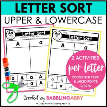 Preview of Uppercase and Lowercase Letter Sort Activities Distance Learning