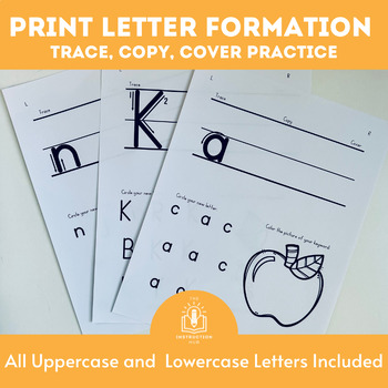 Uppercase and Lowercase Trace, Copy, Cover Handwriting Practice (Print)