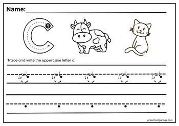 Uppercase and Lowercase Tracing Worksheets for Practice by Preschool Garage