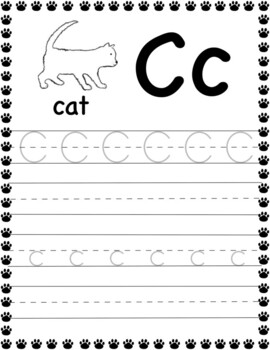 Uppercase and Lowercase Writing - Paw Print Border Digital Download ...