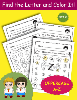 Preview of Uppercase letter worksheet, find alphabet and color it, Uppercase Alphabet-Set2