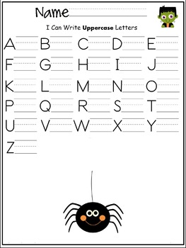 Uppercase Letters Of The Alphabet Writing Worksheet Halloween Tpt