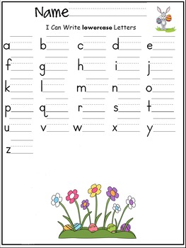 lowercase letters of the alphabet writing worksheet spring april