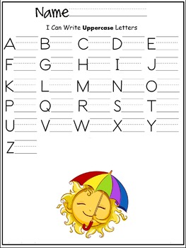 Preview of Uppercase letters of the alphabet writing worksheet- summer/ may