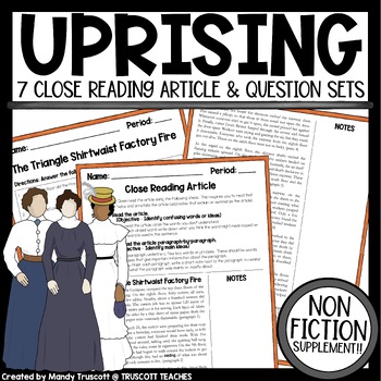 Preview of Uprising Novel: Supplementary Non-Fiction Article & Question Sets BUNDLE