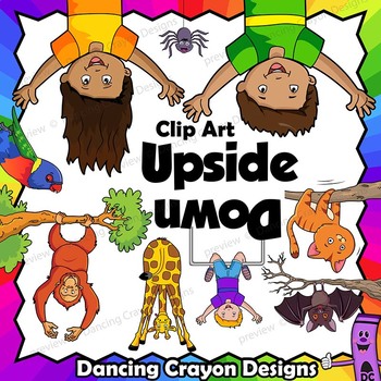 Preview of Upside Down Clip Art - Children and Animals Just Hanging Around