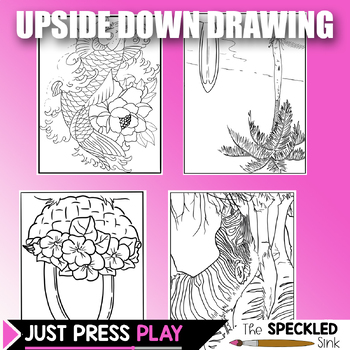 Preview of Upside Down Drawing Bundle. Lesson, Video, Independent art activities