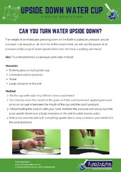 Preview of Upside-down water cup science activity