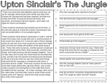 the jungle upton sinclair worksheet pdf answer key
