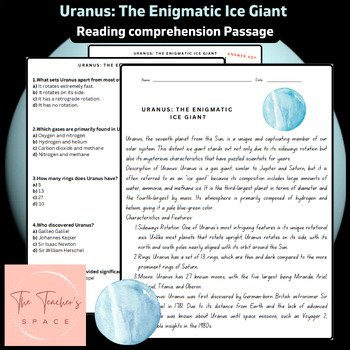 Preview of Uranus: The Enigmatic Ice Giant Reading Comprehension Passage