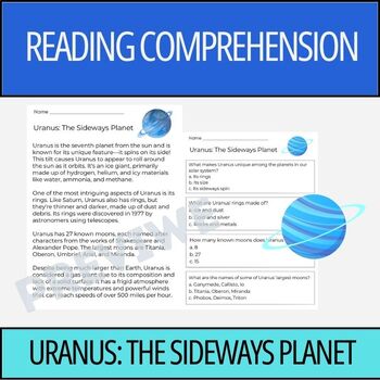 Preview of Uranus The Sideways Plan- Reading Comprehension Activity | 2nd Grade & 3rd Grade