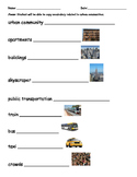 Urban Community ESL Vocabulary Copy/ Match Activity