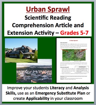 Preview of Urban Sprawl - Science Reading Article – Grades 5-7