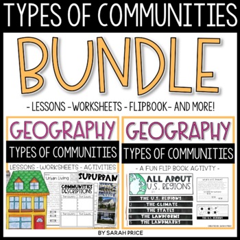 Preview of Types of Communities Activities & Flip Book - 2nd, 3rd & 4th Grade Geography