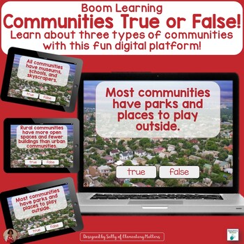 Preview of Urban, Suburban, and Rural Communities:  Boom Learning Digital Task Cards
