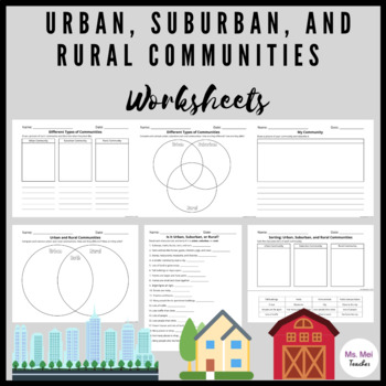 Preview of Urban, Suburban, and Rural Communities Worksheets and Activities